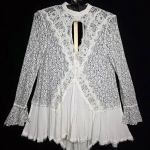 Free People Tell Tale Lace Long Sleeve Tunic S